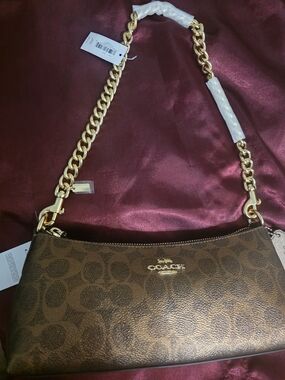 Coach Charlotte Signature Chain Shoulder Bag with Gold Hardware COPPER/METALLIC